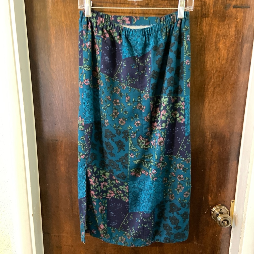 vintage patchwork floral maxi skirt
